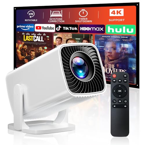 Mini Projector, Portable Projector 4K Support, Full HD 1080P Outdoor Projector, 270¡Æ Rotation Movie Projector, Compatible with Smartphone, TV Stick, Laptop, PS4, HDMI, USB (No WiFi or Bluetooth)