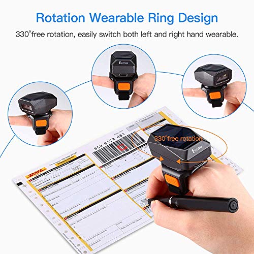 Eyoyo Orange Wearable 2D & 1D QR Bluetooth Finger Ring Barcode Scanner
