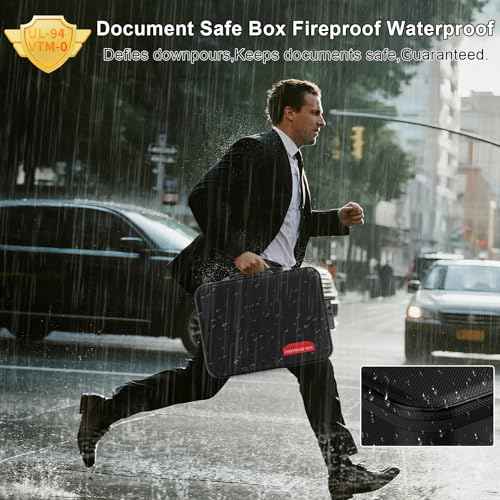 Fireproof Document Box With Combination Lock,Hard Case File Organizer Heat Insulated And Waterproof,Portable Home Travel Safe Storage Box For Important Documents Laptop,Files More