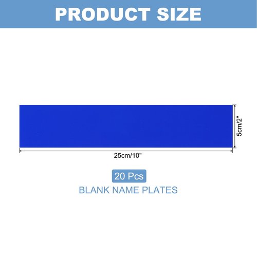 PATIKIL 10"x2" Blank Name Plates, 20 Pack Custom Engraved Name Plate Rectangle Laser Engraving Blanks for Personalized Nameplates Office Door DIY Painting Supplies, Blue, White