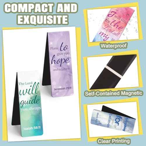Magnetic Bookmarks, Tumwisk 15PCS Large Bible Quotes Christian Bookmarks for Women, Double Sided Book Markers, Book Marks for Reading Women Students Teachers Supplies
