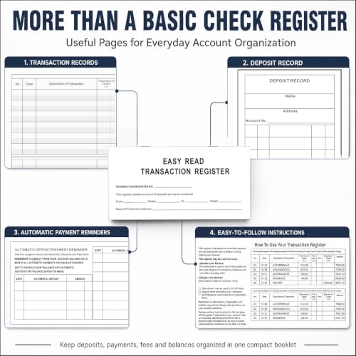 12 Pack DeBiao Checkbook Registers with Extra Wide Description Columns, Thick Paper Ledger for Personal Checking