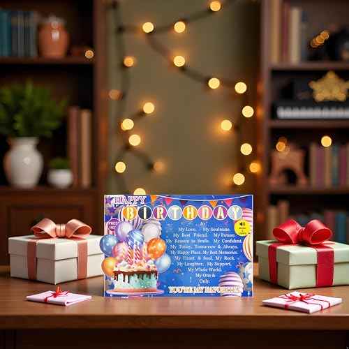 Birthday Card for Husband Wife with Lights & Music, Sweet 3D Birthday Cards for Men Women, Romantic Happy Birthday Card for Boyfriend Girlfriend, Musical Bday Greeting Love Card Gifts for Him Her
