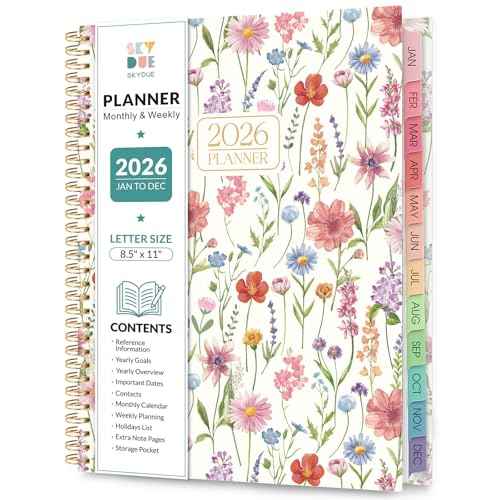 2026 Planner, Weekly and Monthly Planner, 8.5" x 11", January 2026 - December 2026, Agenda Planner with Monthly Tabs, Goal Setting & Time Management Organizer for Women & Men