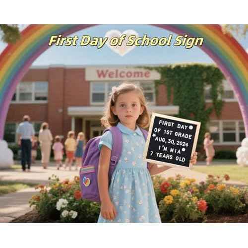 Felt Letter Board with 294 Letters Numbers & Symbols, First Day of School Board, 10x10 Inches, Changeable Message Board with Wooden Frame Wall Mount Hook (Black)