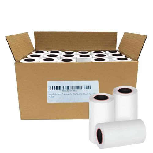 Thermal Printer Paper Rolls compatible with Zebra Printer ZQ520, QL420, RW420, ZQ500, P4T – 80 Feet Thermal Receipt Paper - 50 Rolls – NOT Label