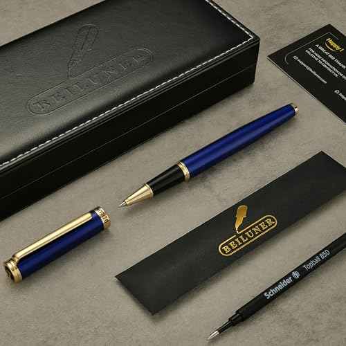 BEILUNER Luxury Rollerball Pen,24K Gold Trim,Noble and Elegant Designs,Schneider Ink Refill, Best Roller Ball Pen Gift Set for Men & Women, Professional, Executive Office, Nice Pens