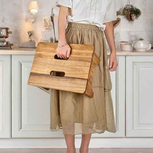 Wooden Step Stool, One Step Stools for Adults, 9'' Small Kitchen Stepping Stool,Heavy Duty Beside High Beds, Bedroom Foot Stool