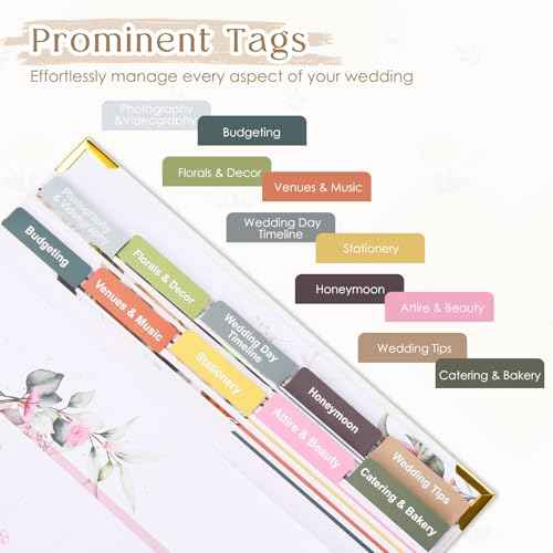 Wedding Planner Book and Organizer-176 Pages Bridal Wedding Planning Book with Sticker Checklists and Calendars for Bride To Be, Unique Engagement Gifts for Newly Engaged Couples