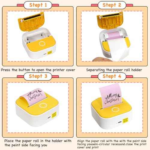 15 Rolls Mini Printer Sticker Thermal Paper,Self-Adhesive Multicolor Paper 53 * 28mm Printer Paper Compatible with T02/M02 Mini Thermal Printer Study Notes, Journal Photos