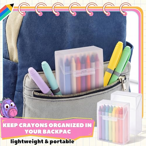 Clabby 2-Pack Clear Plastic Crayon Boxes for 24 Count Kids Art Supplies