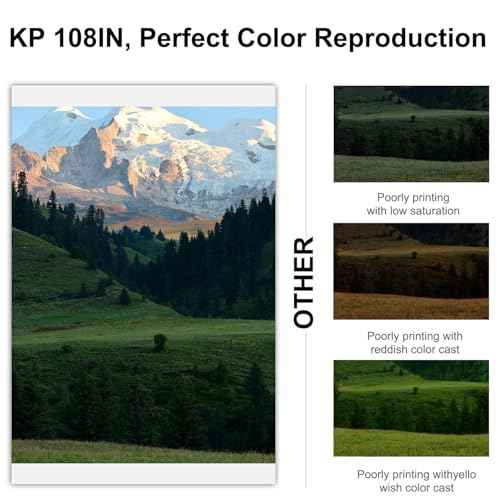 Compatible for Canon Selphy CP1500 CP1300 Ink and Paper, KP-108IN KP108 3 Color Ink Cartridges and 108 Sheets Glossy 4x6 Photo Paper for Selphy CP1500 CP1200 CP1000 CP910 CP900