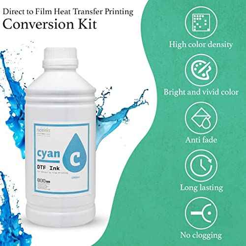 CISinks Premium DTF Ink Bottle Refill Set 1000ML- Direct to Film Heat Transfer Printing, Conversion Kit, Compatible w/DTF Film-White