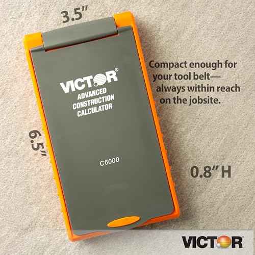 Victor C6000 Advanced Construction Calculator with Protective Case Displays in Fractional or Dimensional Forms Perfect for Carpenters, Renovators,Builders, Contractors, Estimators