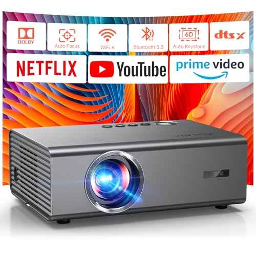 4K Projector with Netflix& Dolby Audio, 1200ANSI Auto Focus&6D Keystone Kogata Smart Projector with Built in Apps Outdoor Movie Proyector with WiFi 6 Bluetooth for Home Theater UPGRADE