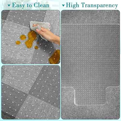 BesWin Office Chair Mat for Carpet, 48'' x 36'' Clear Floor Mat for Low and No Pile Carpeted Floors, Thick and Sturdy Carpet Protector for Work, Home, Gaming, Easy Glide and Flat Without Curling