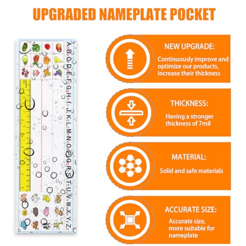 36 PCS Waterproof Self-Adhesive Clear Nameplate Pockets 18.9x4.7 Inches for Desks & Classroom