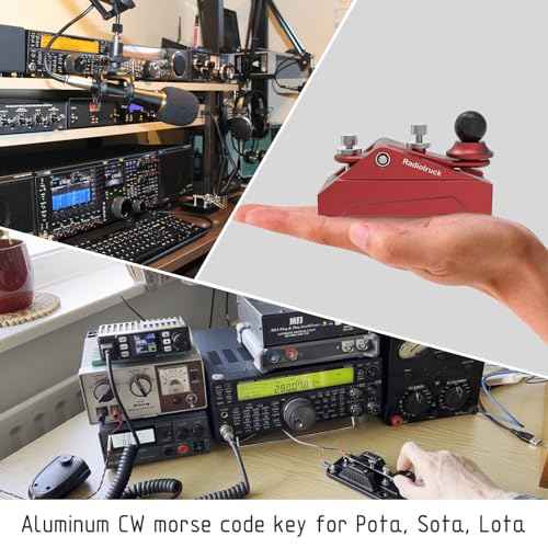 CW Morse Code Key - Pocket Morse Code Telegraph Key Aluminum Alloy Base Grey for Amateur Radio Ham Operators, Adjustable Tension (Red-09)