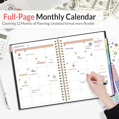 SUNEE Undated Budget Planner Notebook 6.4x8.3 Black Monthly Expense Tracker