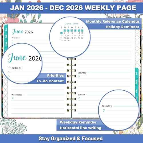 2026 Planner - 6.4" x 8.5", 2026 Calendar/Planner Weekly and Monthly, JAN.2026 - DEC.2026, Weekly Monthly Planner 2026 with Tabs, Hardcover, Elastic Closure, Back Pocket