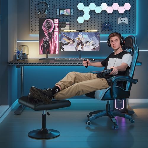 VECELO Black Height-Adjustable Office Foot Rest Under Desk Ottoman