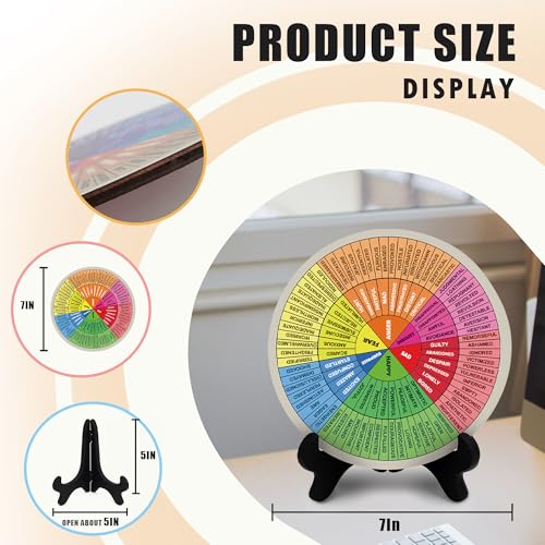 Ainrvteers Double-Sided Emotion Wheel with Stand - Therapy Office Decor (ML)
