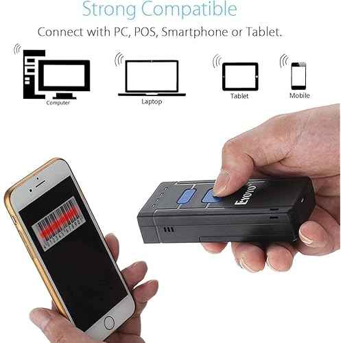 Eyoyo Portable Bluetooth Barcode Scanner Wireless, 2877 CCD Mini Handheld CMOS UPC USB Barcode Reader Compatible for POS, iPad, iPhone, Android Phones, iOS Work for Store, Book, Library Inventory