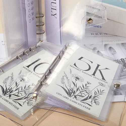 12-Month 200 Envelopes Money Saving Challenge Binder, 10k Dollars Money Saving Challenge Book, Loose Leaf Savings Book Challenge Envelope Savings Book (10K)