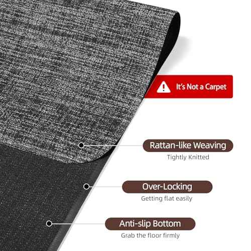 Yecaye Office Chair Mat for Hardwood Floor,45" x 53" Under Computer Desk Floor Protects for Rolling Chair,Non Slip PVC Woven Gaming Chair Mat,Not for Carpet (Blackwhite, 45" x 53")