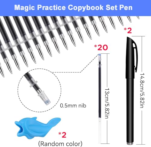 AALGO Magic Pen Set 20pcs Disappearing Ink Refill & Accessories for Reusable Practice Books - 20