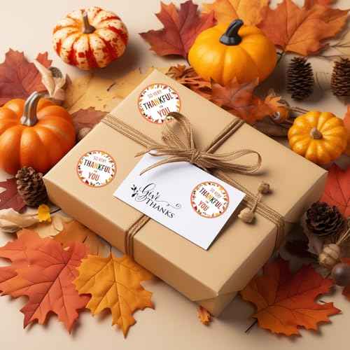 Happy Thanksgiving Stickers - 2 Inch 60PCS Fall Thank You Stickers So Very Thankful for You Sticker Fall Sticker for Adults Envelope Seals Cards Thanksgiving Party Favor Supplies (Maple Leaf)