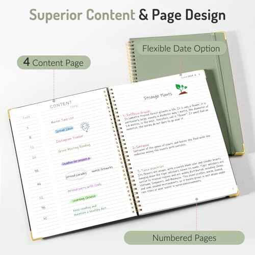 A5 Spiral Notebook Journal for Women & Men, Hardcover Large Notebooks for Work with Content Pages, 100 GSM Paper, College Ruled Journals for Work School Note Taking Writing-Black, Black