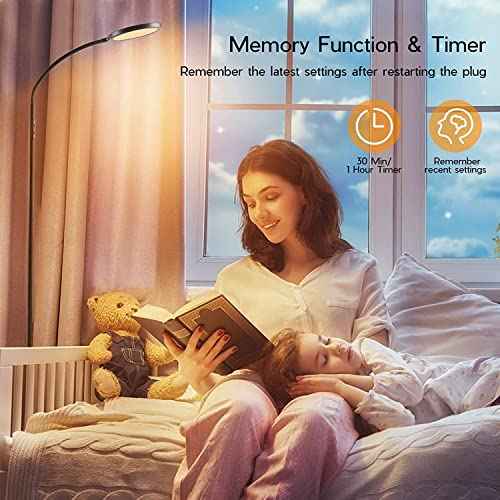 Tenmiro LED Floor Lamps for Living Room, Bright Modern Reading Floor Lamp with Stepless Adjust Color Temperatures & Brightness, Standing Lamp with RF Remote & Touch Control(White)