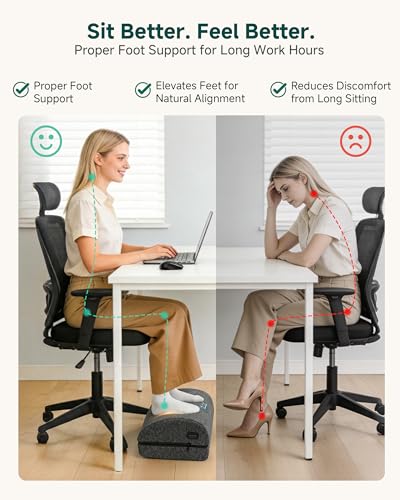 Snailax B.black Heated Foot Rest Under Desk with 3 Heat + 3 Vibration, 3-Height Ergonomic Foot Stool