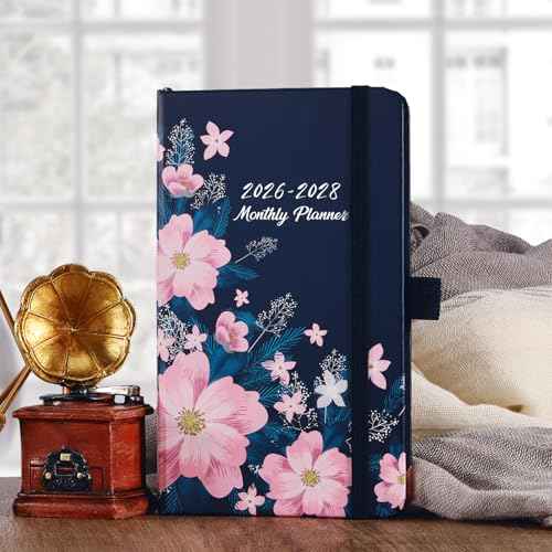 2026-2028 Pocket Calendar - 3 Year Monthly Planner from January 2026 - December 2028, 6.3" x 3.8", 2026-2028 MonthlyPlanner with 61 Notes Pages, Inner Pocket, Pen Loop, Elastic Closure