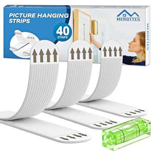 Heavy Duty Large Picture Hanging Strips, 20-Pairs (40 Packs) Adhesive Picture Hangers, No Damage Wall Hanger Without Nail, Poster Hanger Strips, Picture Hanging Hooks for Wall Decoration