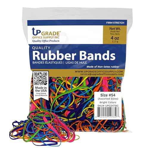 Upgrade Office Supply UPG247BC Assorted Size and Color Rubber Bands, 1/4 lb Bag, Made in USA