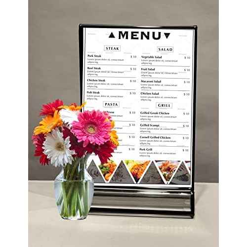 Generic Acrylic Sign Holder, 8.5x11, Double-Sided Transparent Display with Black Borders and Detachable Base - 6 Pack