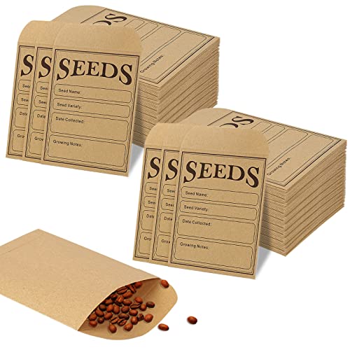 Seed Saving Envelopes Pack of 150 - Kraft Paper with Writing Template