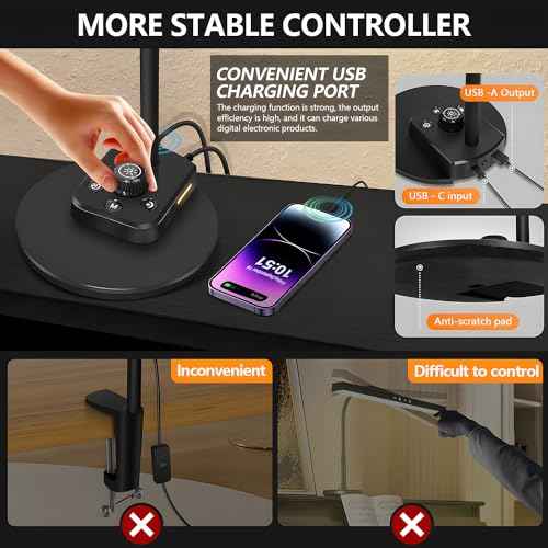 Piano Light, Upgraded LED Piano Lamp for Grand/Upright & Digital Pianos, Music Stand Lamp with Adjustable Gooseneck, Auto-Off Timer, 5 Color Modes Dimmable & USB Charging Port Eye-Care Desk Light