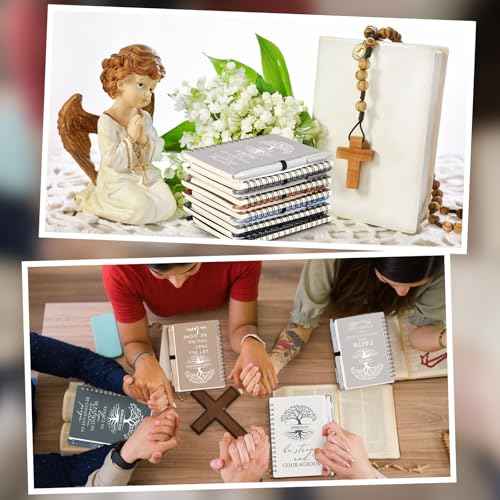 Kosiz 100 Pcs Christian Gift Bulk Prayer Journal Bible Verse Spiral Notebook with Ballpoint Tree of Life Religious Gift for Church Clergy Pastor Appreciation Sunday School Teacher (Boho Color)