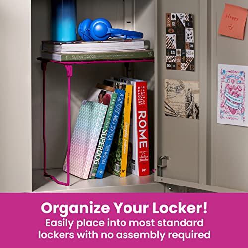 LockerMate Stac-A-Shelf Extra Tall Locker Shelf Pink (Pack of 1) - 12"