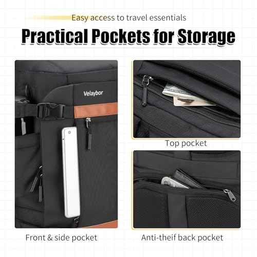 42L Travel Backpack with 4 Packing Cubes, TSA Friendly Flight Approved Carry-On Bag with USB Charging Port, Water-Resistant Weekender Business Backpack for Men Women, Fits 17.3" Laptop(Black)