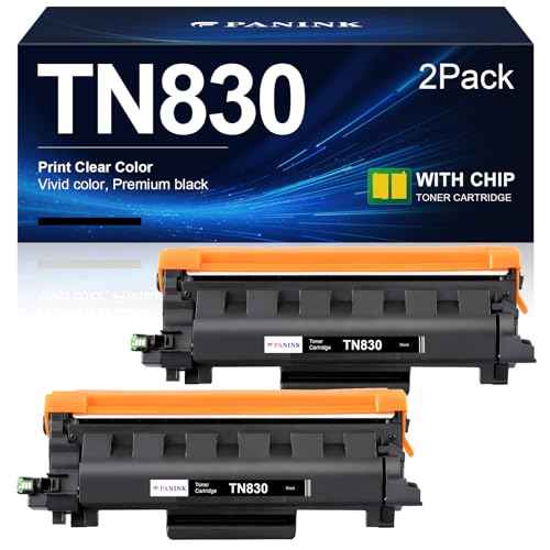 Compatible TN830 Black Toner Cartridge Replacement for Brother TN830 TN830XL TN-830 TN-830XL Work with HL-L2400D HL-L2460DW HL-L2480DW HL-L2405W MFC-L2820DW Printer (2 Pack,with Chip)