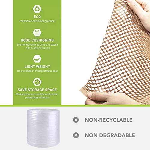 Honeycomb Packing Paper Wrap 12"x400' Recycled Cushion Wrapping Roll Eco Friendly Shipping Moving Wrap Biodegradable Packaging Suppliers with 20 Fragile Sticker Labels