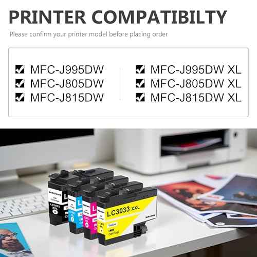 LC3033XXL Ink Cartridges with Super High-Yield Replacement for Brother LC3033 Work with MFC-J995DW MFC-J805DW MFC-J815DW Printers (4 Pack)