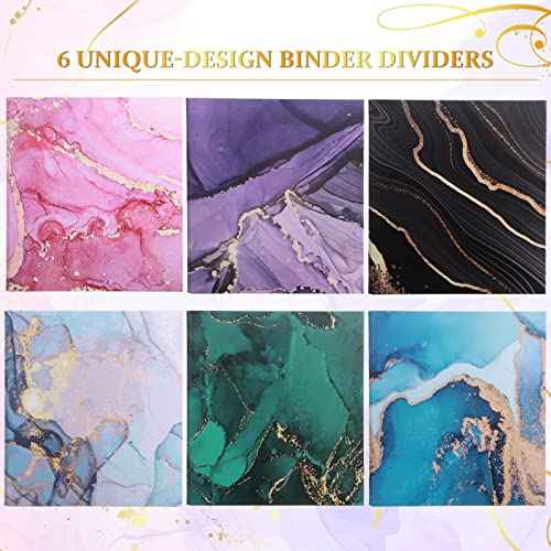 6 Pcs Marble 3 Ring Binders 10.5 x 12 Inch Cute Decorative Aesthetic Hardcover Round Ring Binders for Loose Leaf Paper Letter Size Paper School Office Supplies