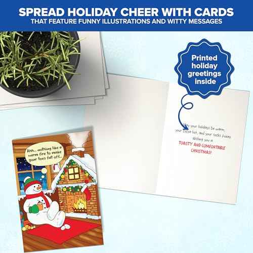 Decorably 20 Pack 5x7in Funny Christmas Cards with Envelopes and Stickers, 10 Charming Designs Christmas Cards Funny with Printed Message Inside