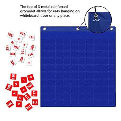 Eamay Hundreds Pocket Chart with 130 Number Cards, Number 1-100 Board Pocket Chart for Teacher Lessons in a Classroom or for Use at Home (100 Pockets)