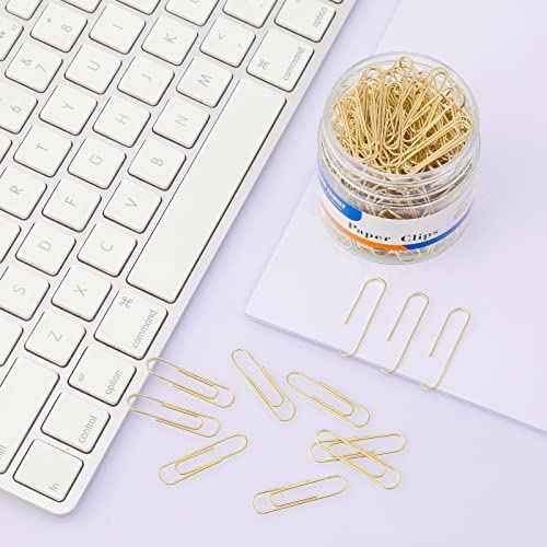 FUDAO FAMILY Medium Paper Clips, 200-Count, Paperclips, Gold Paper Clips, 1.3 Inch (32mm) Paper Clip